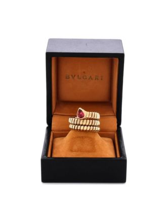  Serpenti Tubogas Double Wrap Ring 18K Gold with Tourmaline