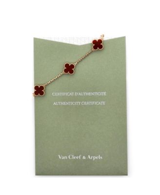  Vintage Alhambra 10 Motifs Necklace 18K Gold and Carnelian, 17"