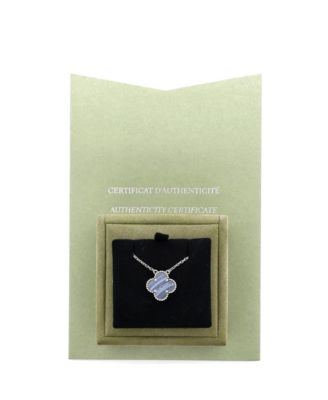  Vintage Alhambra Pendant Necklace 18K White Gold and Chalcedony, 16.25"