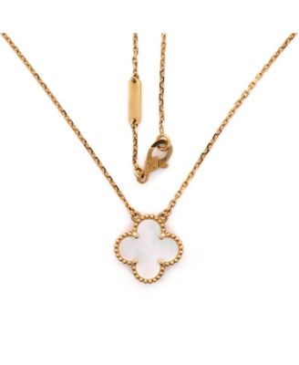  Vintage Alhambra Pendant Necklace 18K Gold and Mother of Pearl, 16.5"