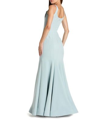  Beaded Crepe Sleeveless Scoop Neck Mermaid Gown