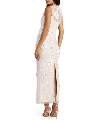  Sleeveless Embellished Lace Column Dress