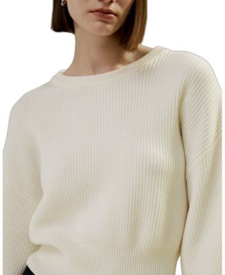  Round Neck Drop-Shoulder Merino Wool Sweater