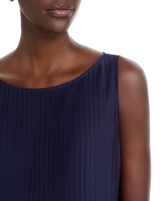 Silk Bateau Neck Pleated Dress