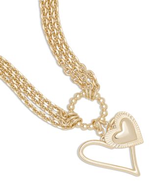 Lover Double Heart Layered Pendant Necklace, 16.5-18.5"