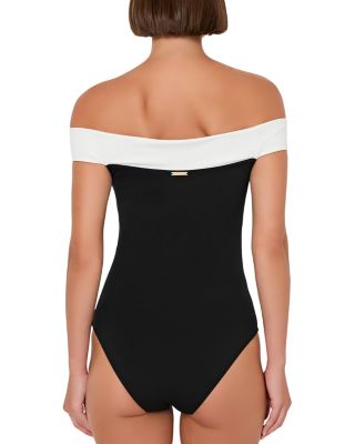 Solid Off-the-Shoulder One Piece Swimsuit