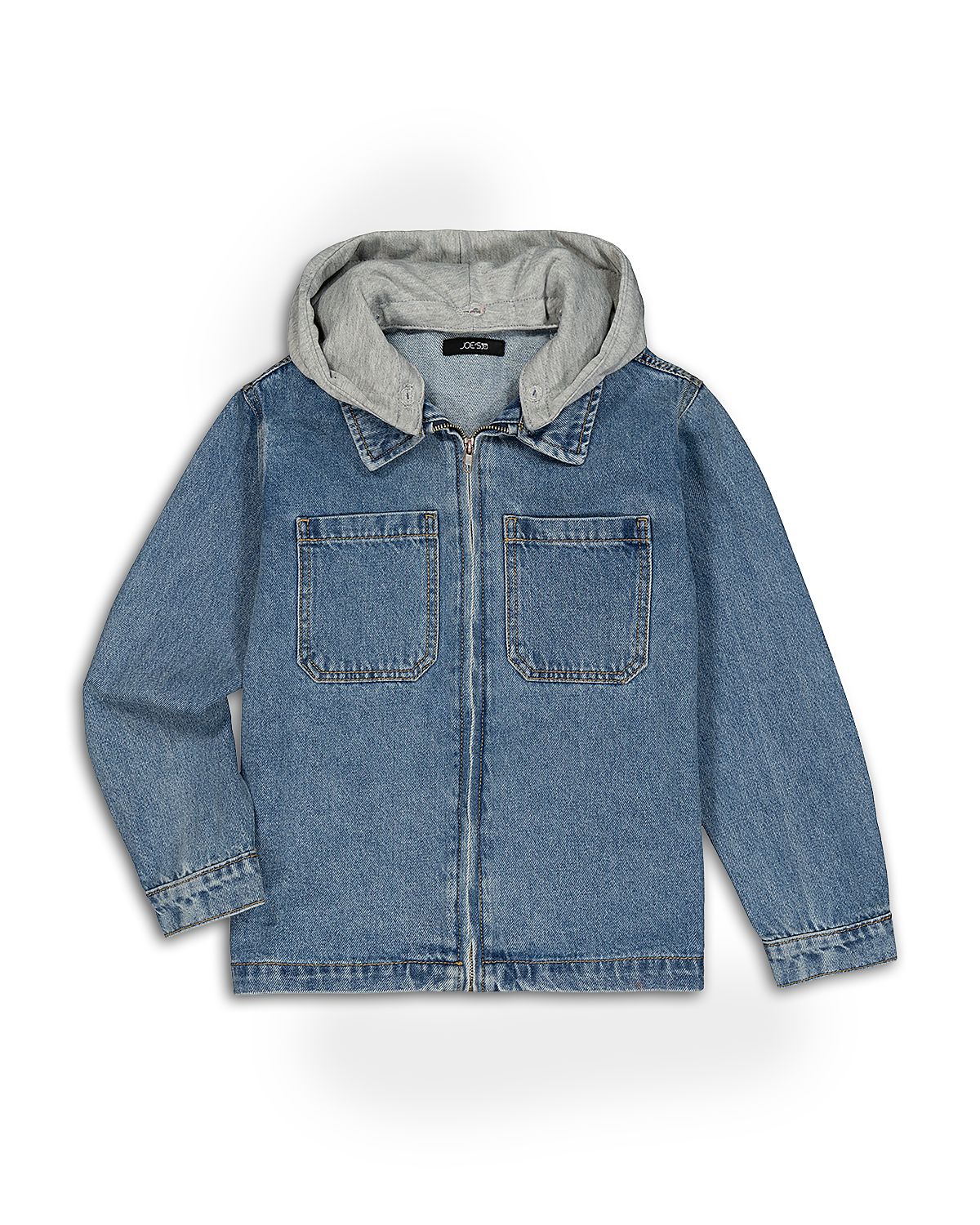 Joe's Jeans Boys' Long Sleeved Denim Overshirt With Removable Hood - Big Kid
