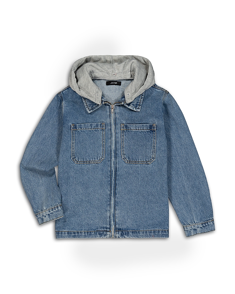 Joe's Jeans Boys' Long Sleeved Denim Overshirt With Removable Hood - Big Kid