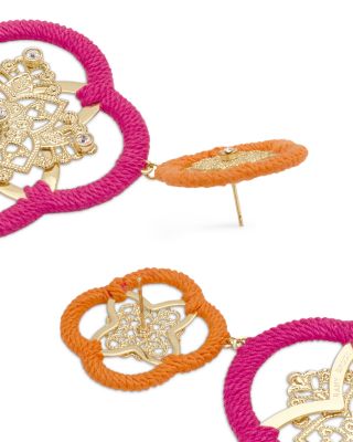 Anya Thread Wrapped Pav&eacute; Flower Drop Earrings 