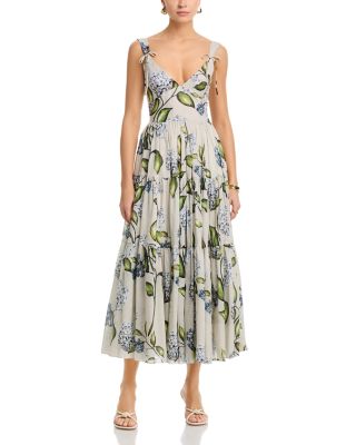 Sleeveless Porcelain Flowers Voile Day Dress