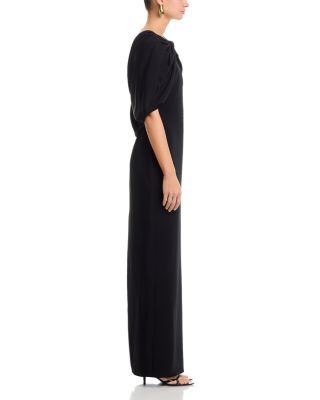 Draped Sleeve Cady Column Gown