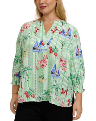 Alicia 3/4 Sleeve Resort Stripe Shirt