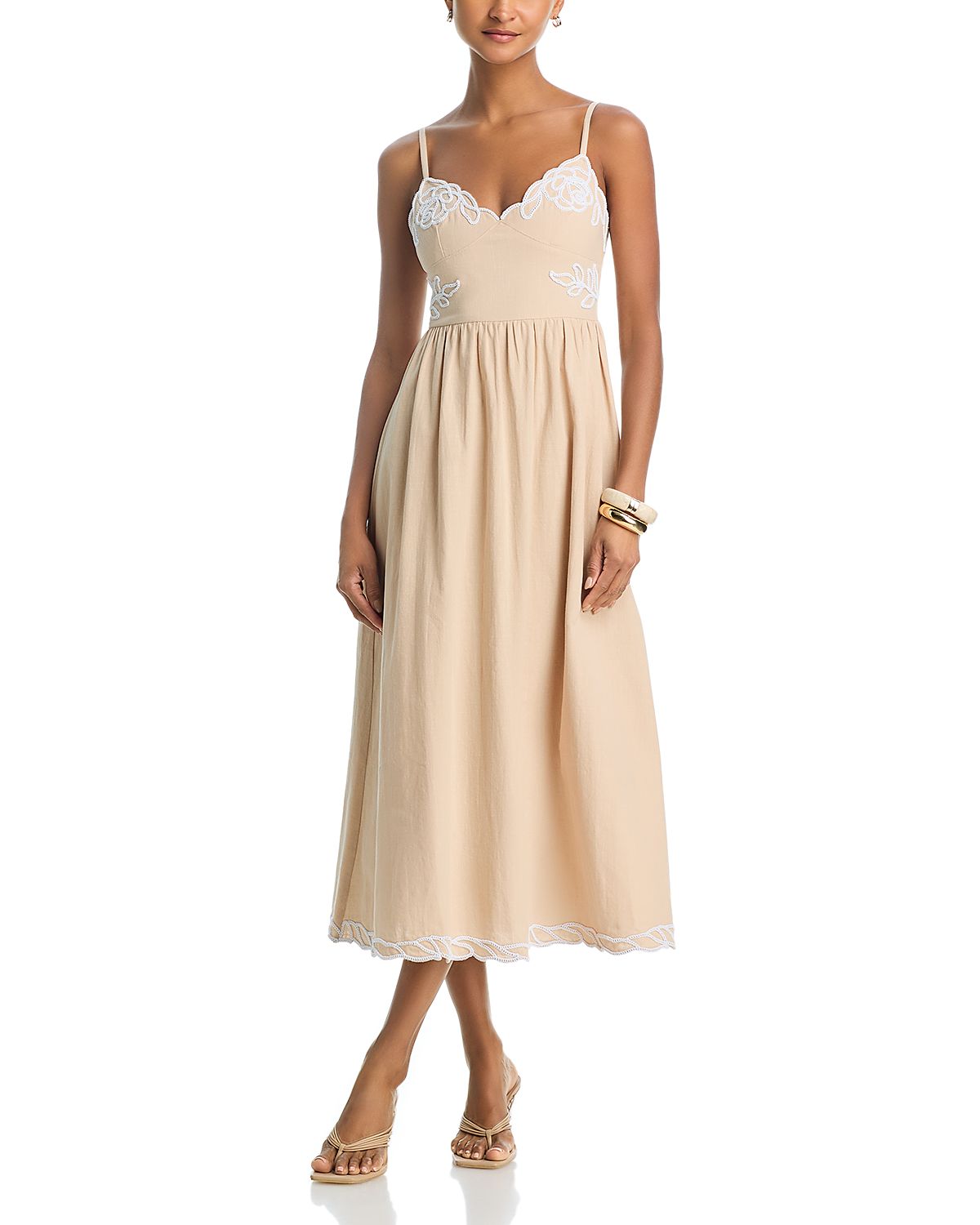 Moon River Embroidered Midi Dress