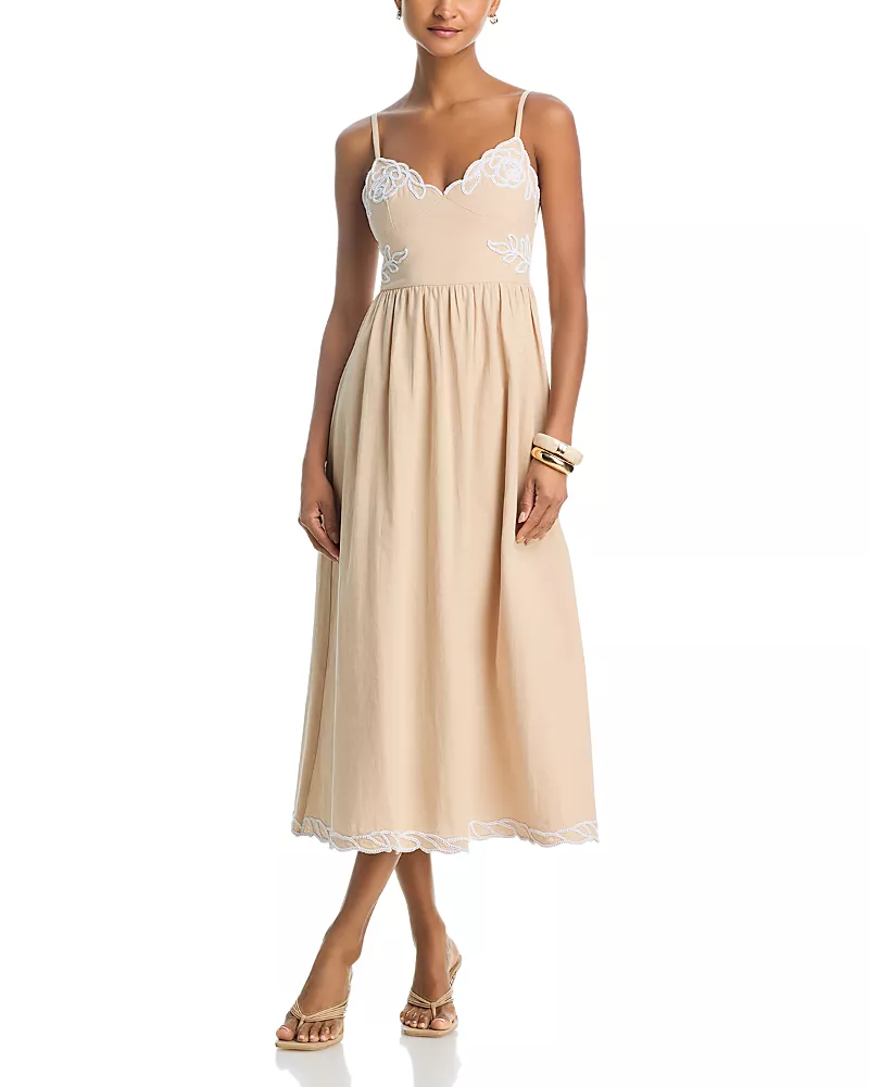 Moon River Embroidered Midi Dress