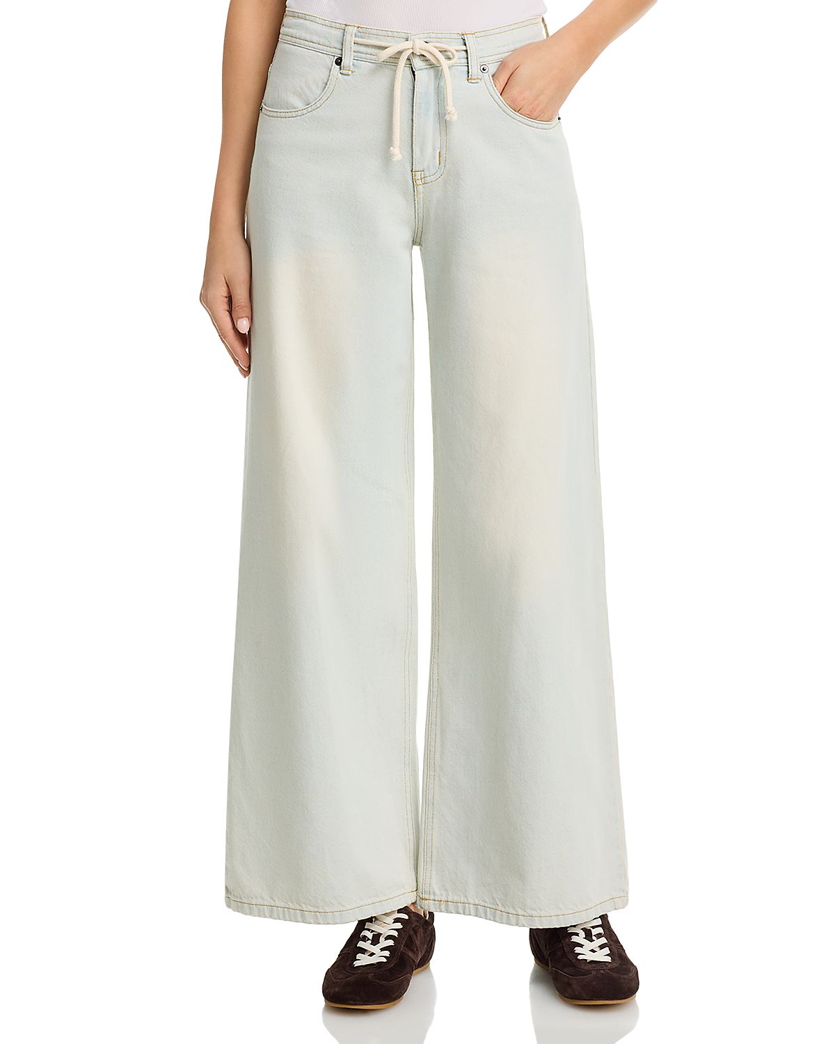 Vintage Havana Salt Wash Stretch Denim Wide Leg Pants
