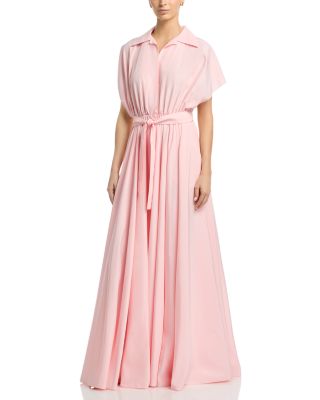 Boyfriend Neck Shirt Flared Gown
