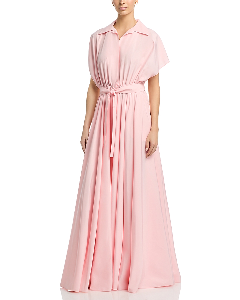 Norma Kamali Boyfriend Neck Shirt Flared Gown