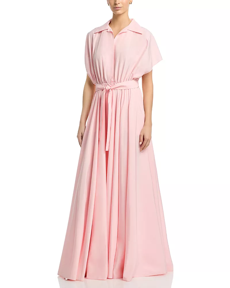 Norma Kamali Boyfriend Neck Shirt Flared Gown