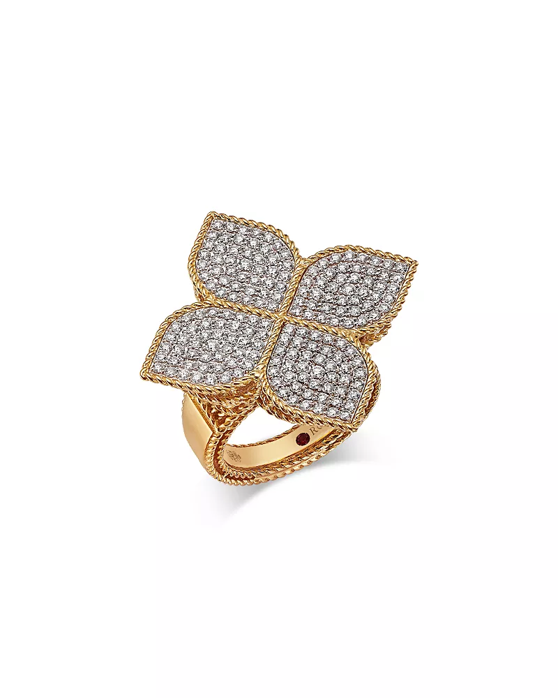 Roberto Coin 18K White & Yellow Gold Princess Flower Diamond Flower Ring