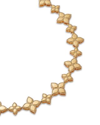 18K Yellow Gold Princess Flower Collar Necklace, 18"