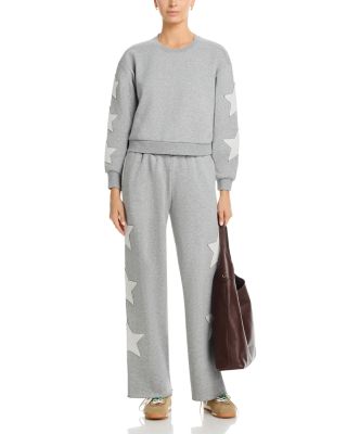 Moon Grey Reverse Terry Crewneck Sweatshirt & Wide Leg Pants