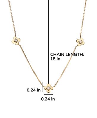 Solid Yellow Gold Mini Flower Station Necklace