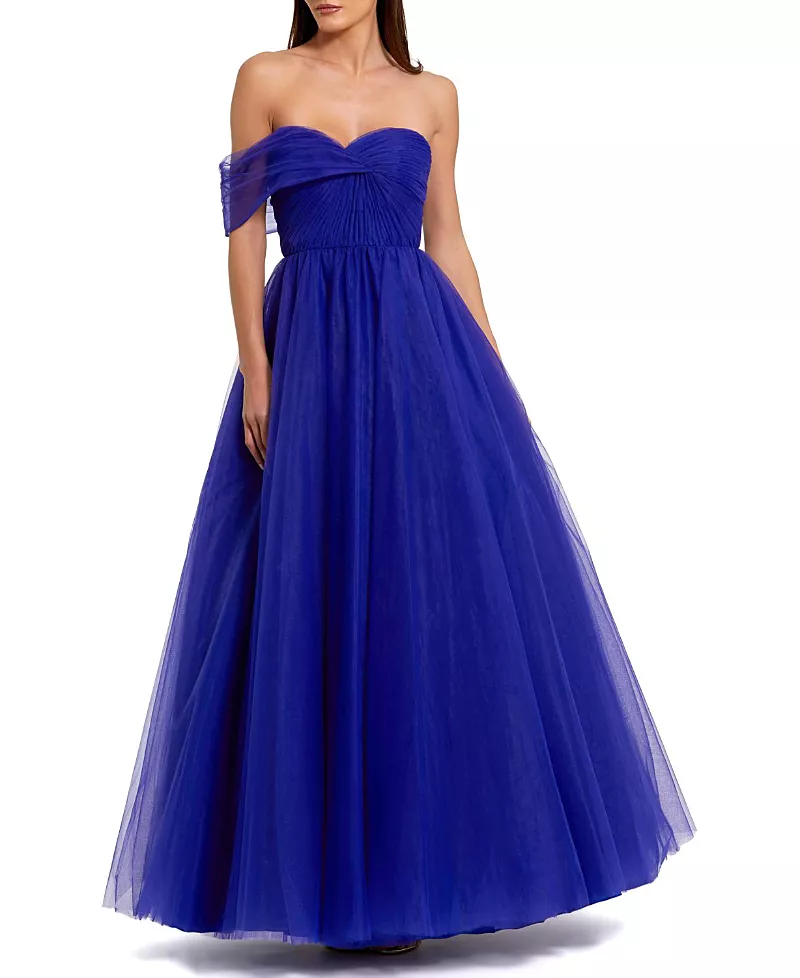 Mac Duggal Strapless Bustier Tulle Ball Gown