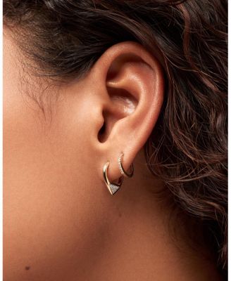 Solid Yellow Gold Lab-Grown Diamond Trillion Hoops