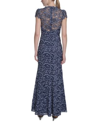 Illusion Neck Cap Sleeved Gown