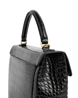 Black Croco Embossed Leather Box Bag