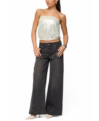 Leira Silky Sparkly Strapless Top