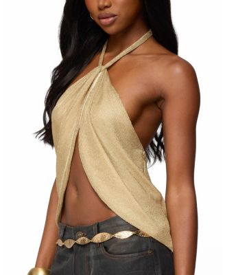 Stasia Sparkly Knit Split Front Top