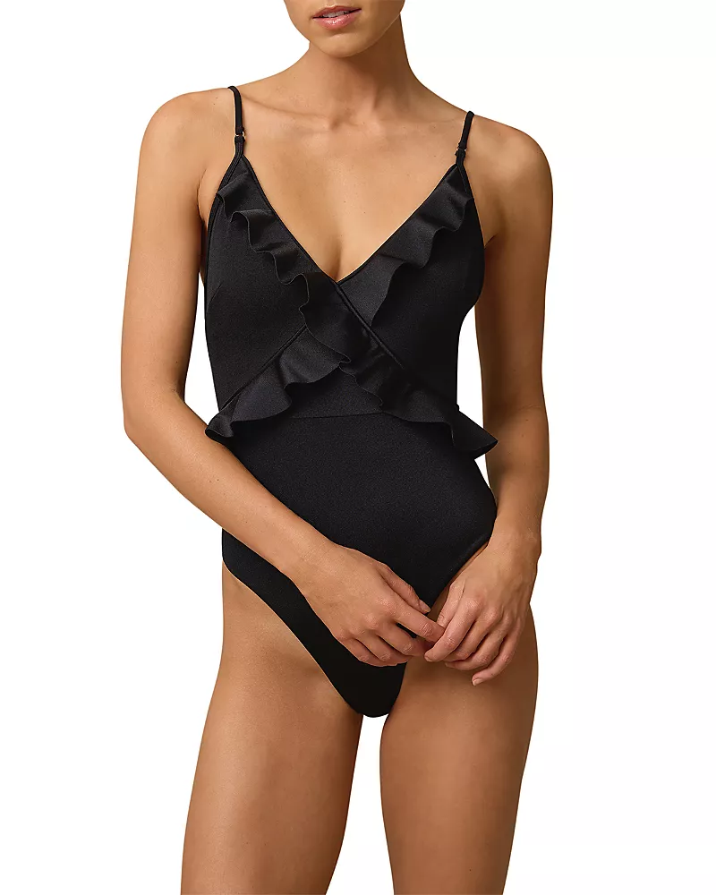 Monte & Lou Lustre Frill Wrap One Piece Swimsuit