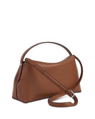 T-Lock Grained Leather Convertible Top Handle Bag in Sienna