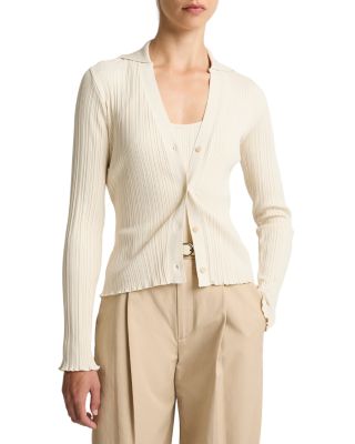 Rib Knit Polo Cardigan Sweater 
