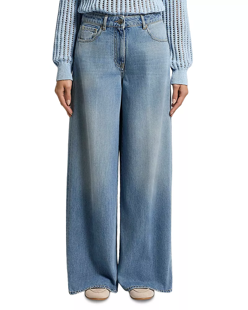 Peserico Low Rise Wide Leg Jeans in Ink
