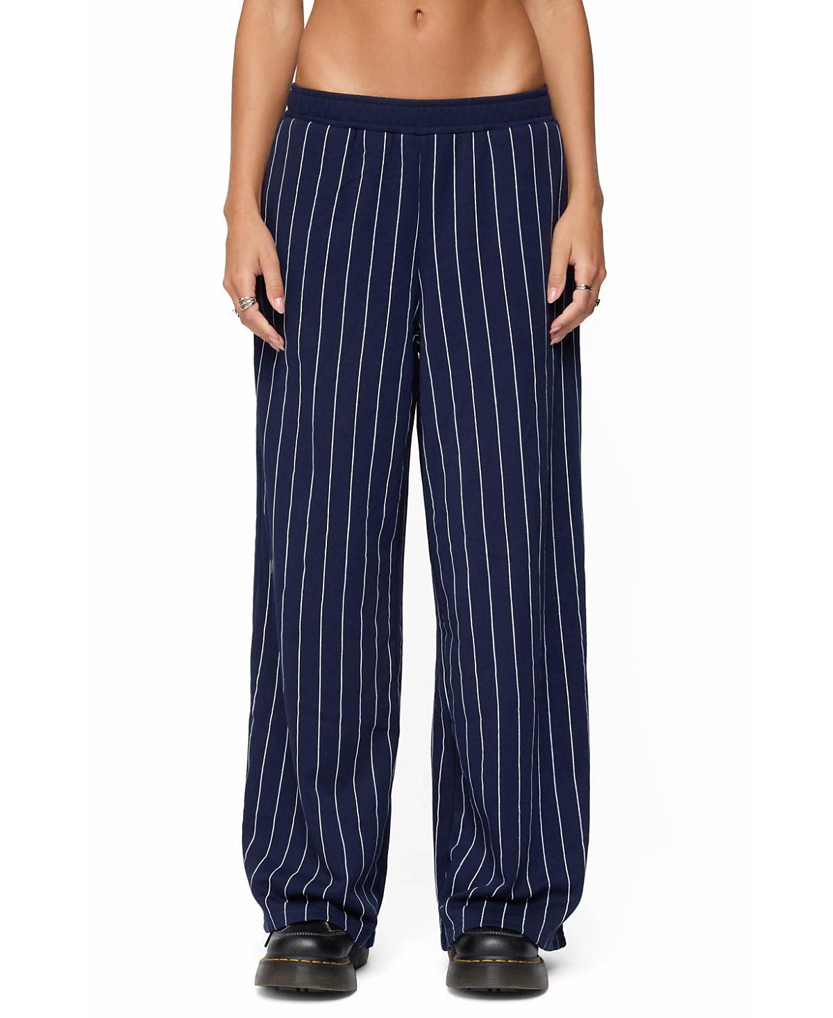 Edikted Mercer Pinstripe Wide Leg Sweatpants