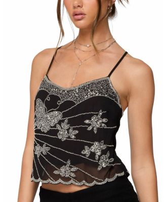 Opal Bead & Sequin Chiffon Tank Top