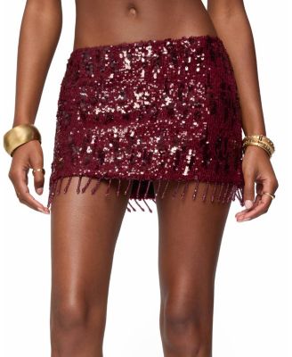 Dalis Fringed Sequin Mini Skirt