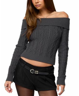 Leta Off Shoulder Cable Knit Sweater