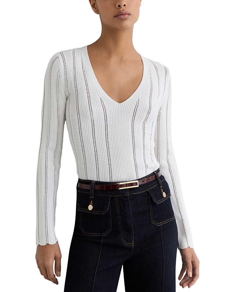 Reiss Loui V Neck Scallop Edge Jumper