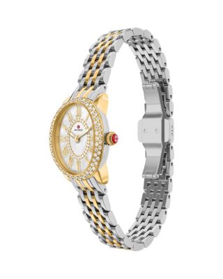 Serein Oval Diamond Two Tone 18K Gold-Plated Watch, 24mm x 27mm