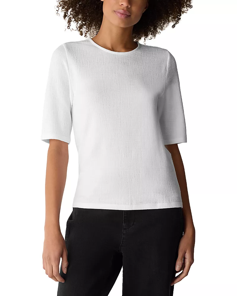 Eileen Fisher Textured Elbow Sleeve Top