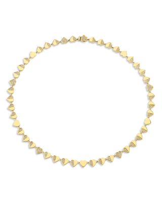 14K Yellow Gold The Solara Diamond Half Heart Eternity Necklace, 16"