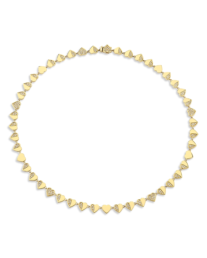 Sydney Evan 14K Yellow Gold The Solara Diamond Half Heart Eternity Necklace, 16