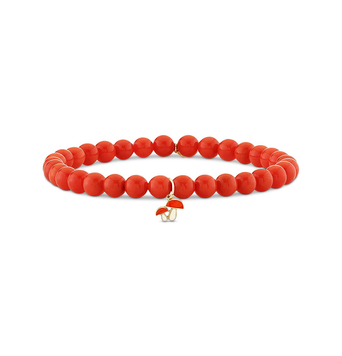 Sydney Evan 14K Yellow Gold The Solara Peach Coral & Mushroom Charm Bead Bracelet