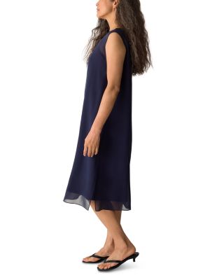 Boat Neck Silk Dress