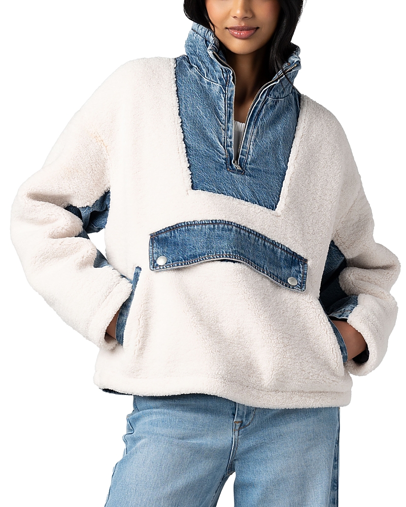 Blanknyc Denim Sherpa Mixed Media Pullover Jacket