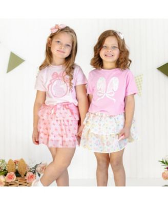 Girls' Bunny Locket Pearl Patch Easter Short Sleeve T-Shirt - Baby, Little Kid