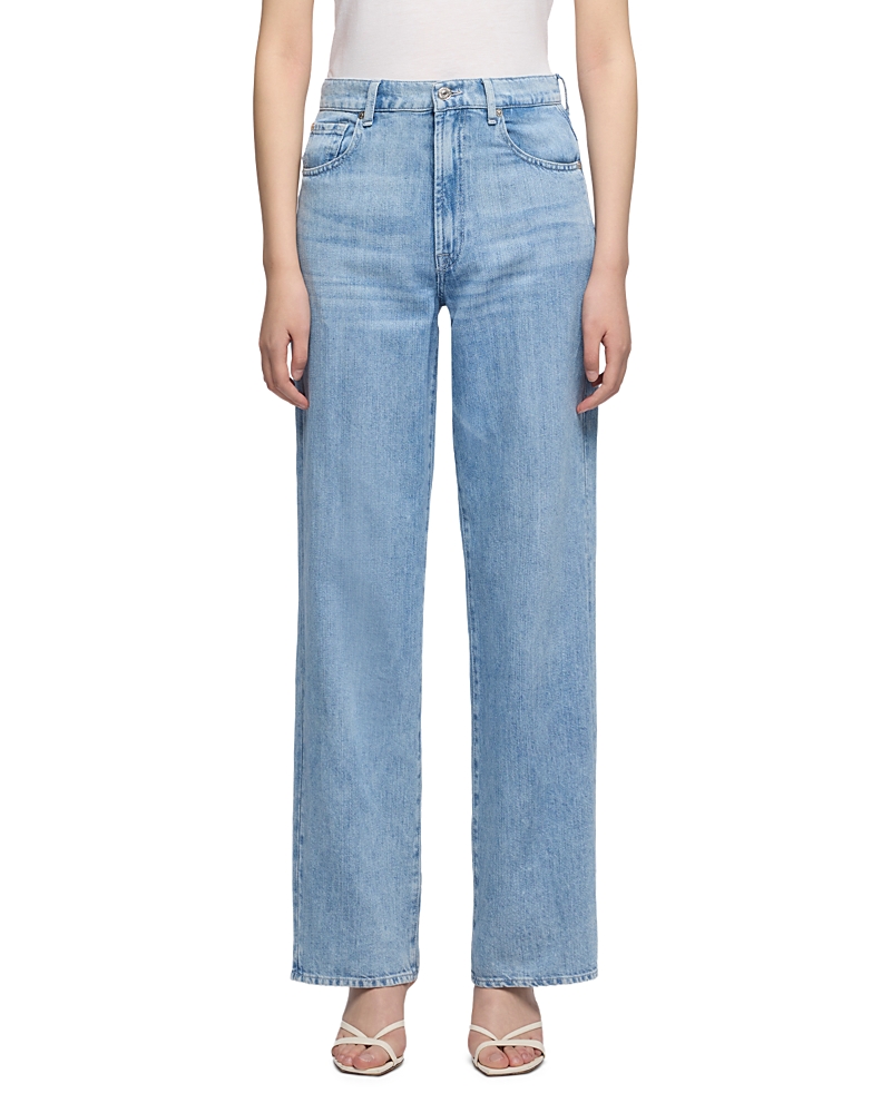 7 For All Mankind High Rise Stovepipe Straight Jeans in Iris